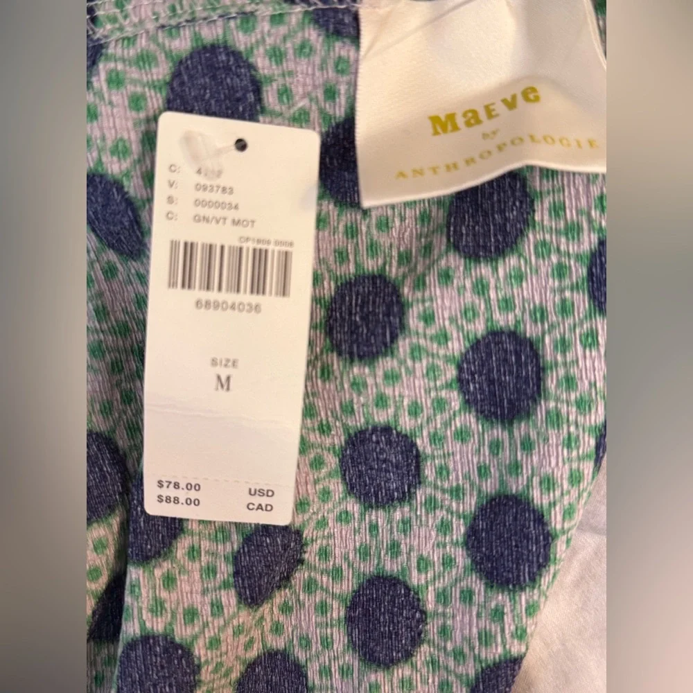 Maeve Anthropologie Green Navy Dot Twist Strap Tank Top Size M NWT - Picture 12 of 12